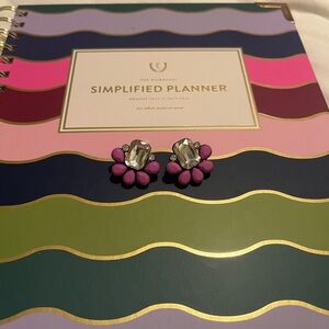 Elegant Pink and Silver Floral Earrings